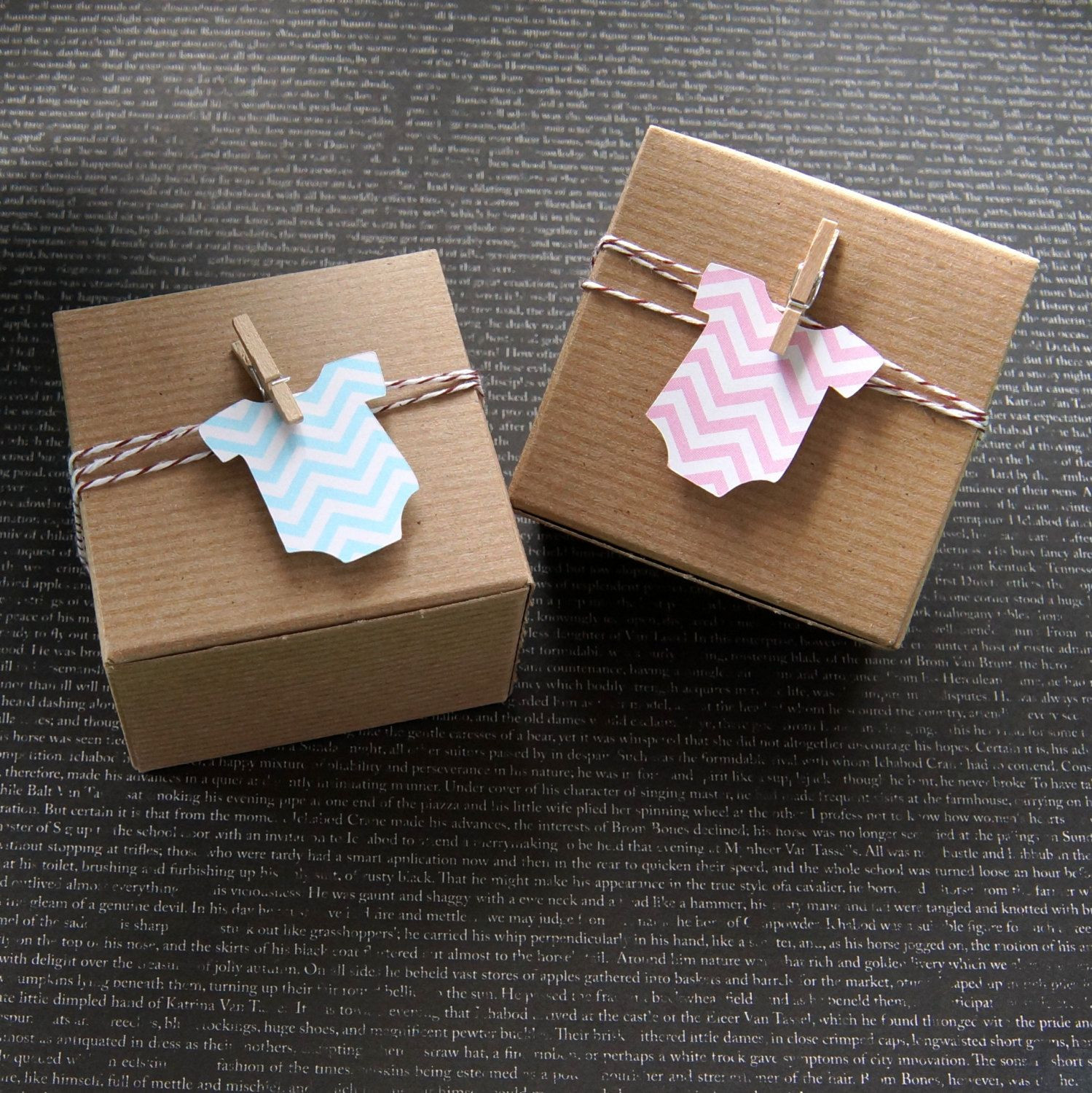 Creative Ways To Wrap A Baby Shower Gift
 12 Chevron Baby Bodysuit or Romper Baby Shower Favor Box