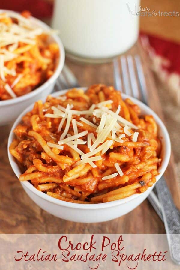Crock Pot Main Dishes
 Crock Pot Italian Sausage Spaghetti Julie s Eats & Treats