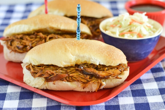 Crockpot Chicken Sandwiches
 20 Dinner and Side Dish Ideas Link Party Features I