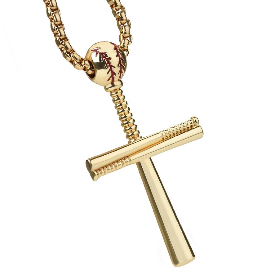 Cross Baseball Necklace
 Gold Baseball Bat Cross Necklace For Guys Girls Leonne