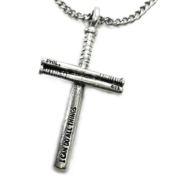 Cross Baseball Necklace
 Baseball Bat Cross Necklace Pewter on chain – Forgiven Jewelry