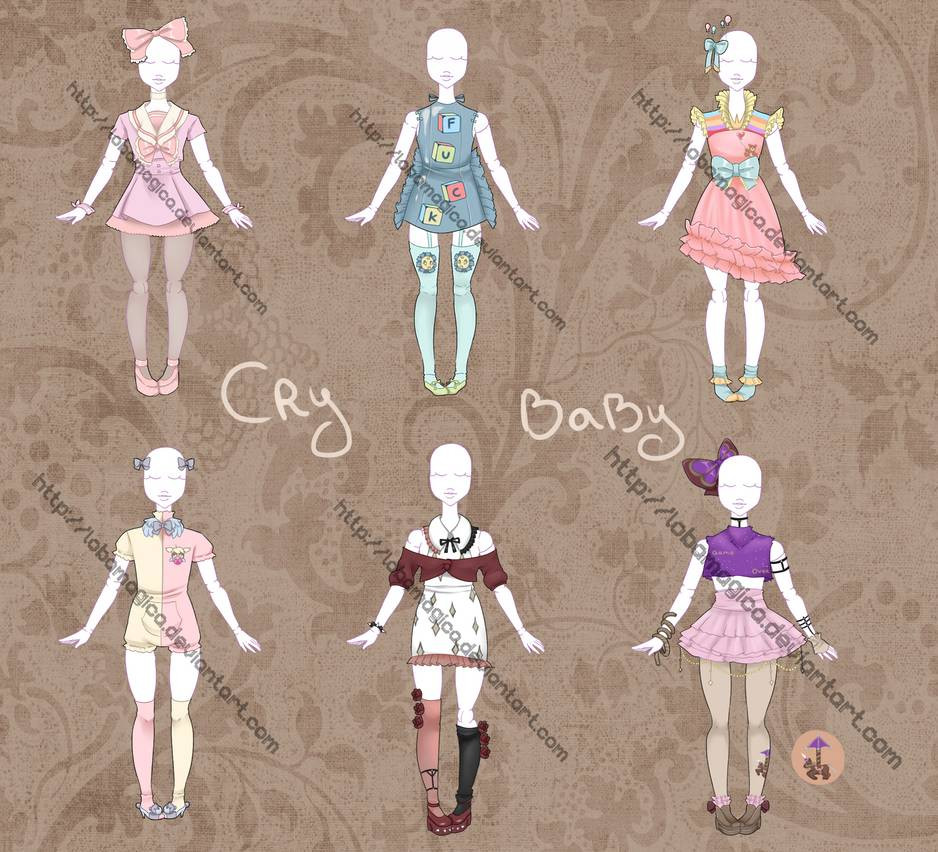 Cry Baby Fashion
 Cry baby outfits 1 OPEN by LobaMagica on DeviantArt
