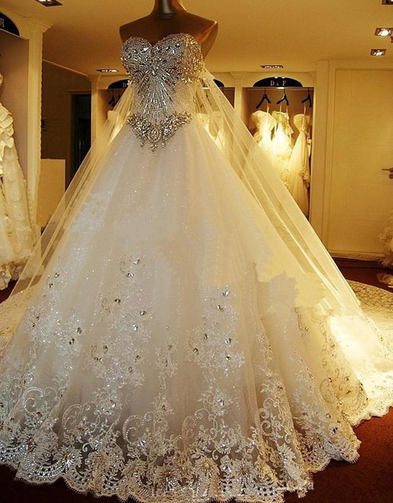 Crystal Wedding Dresses
 2016 Hot Sale Luxury Crystal Beaded Wedding Dress Long