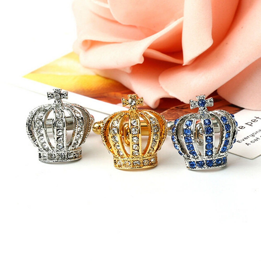 Crystal Wedding Gifts
 1Pair Crown Crystal Silver Mens Wedding Party t shirt