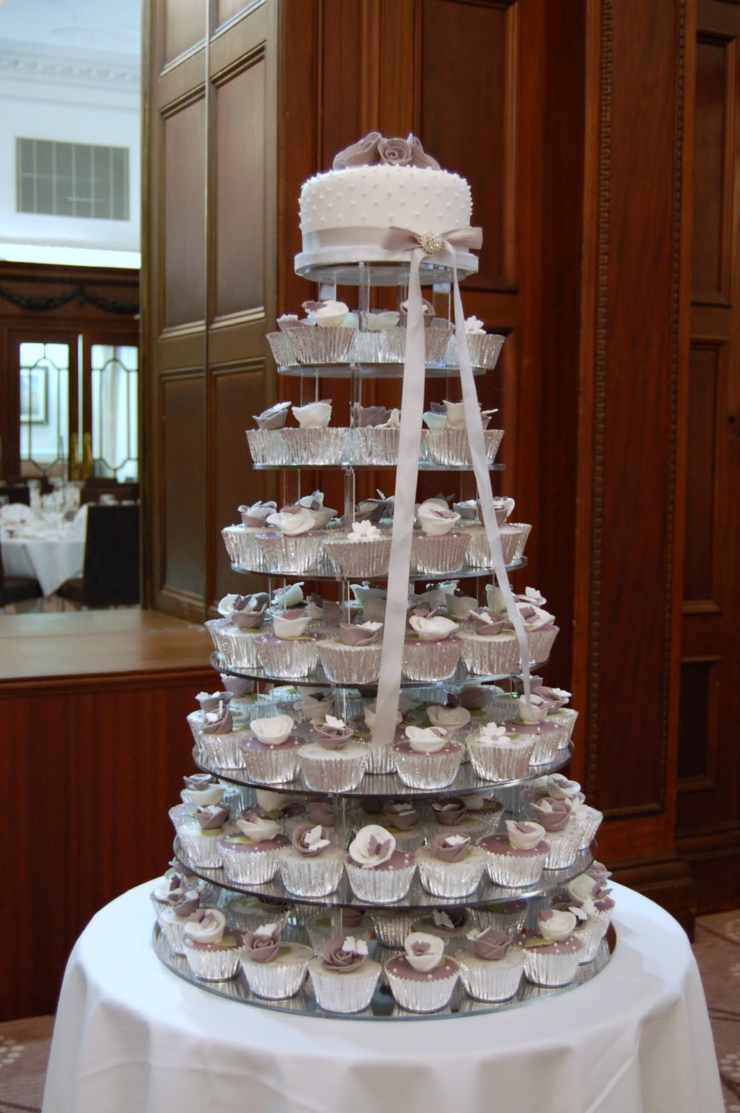 Cup Cake Wedding Cakes
 iced Victorian Lilac Cupcake Wedding Cake