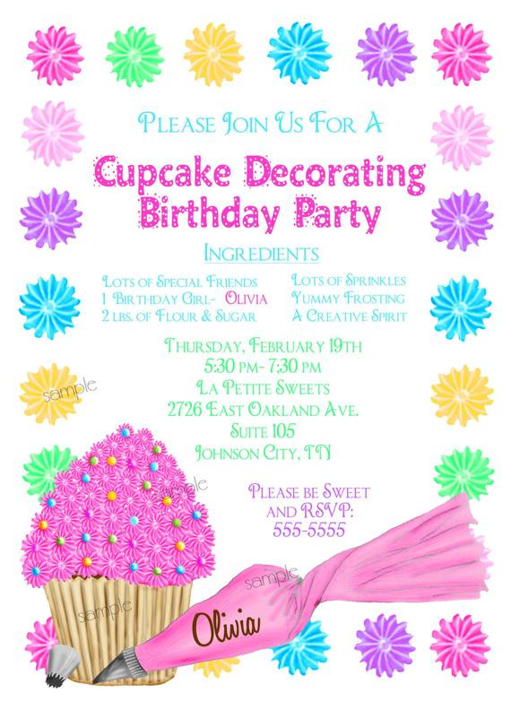Cupcake Birthday Invitations
 Cupcake Decorating Invitations Cupcake party Baking