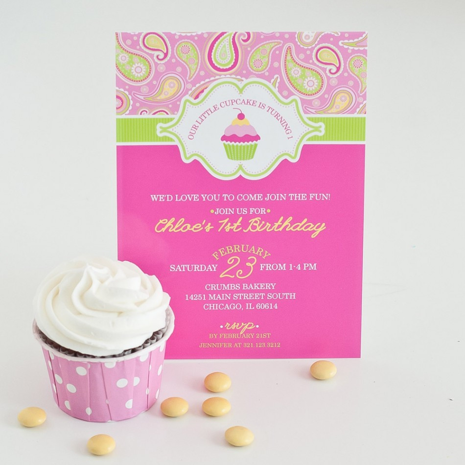 Cupcake Birthday Invitations
 A Cupcake Themed 1st Birthday party with Paisley and Polka