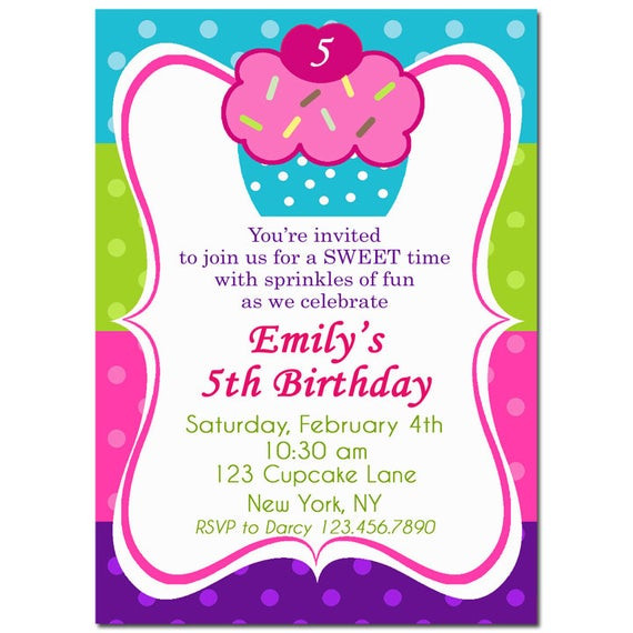 Cupcake Birthday Invitations
 Cupcake Birthday Invitation Printable or Printed with FREE