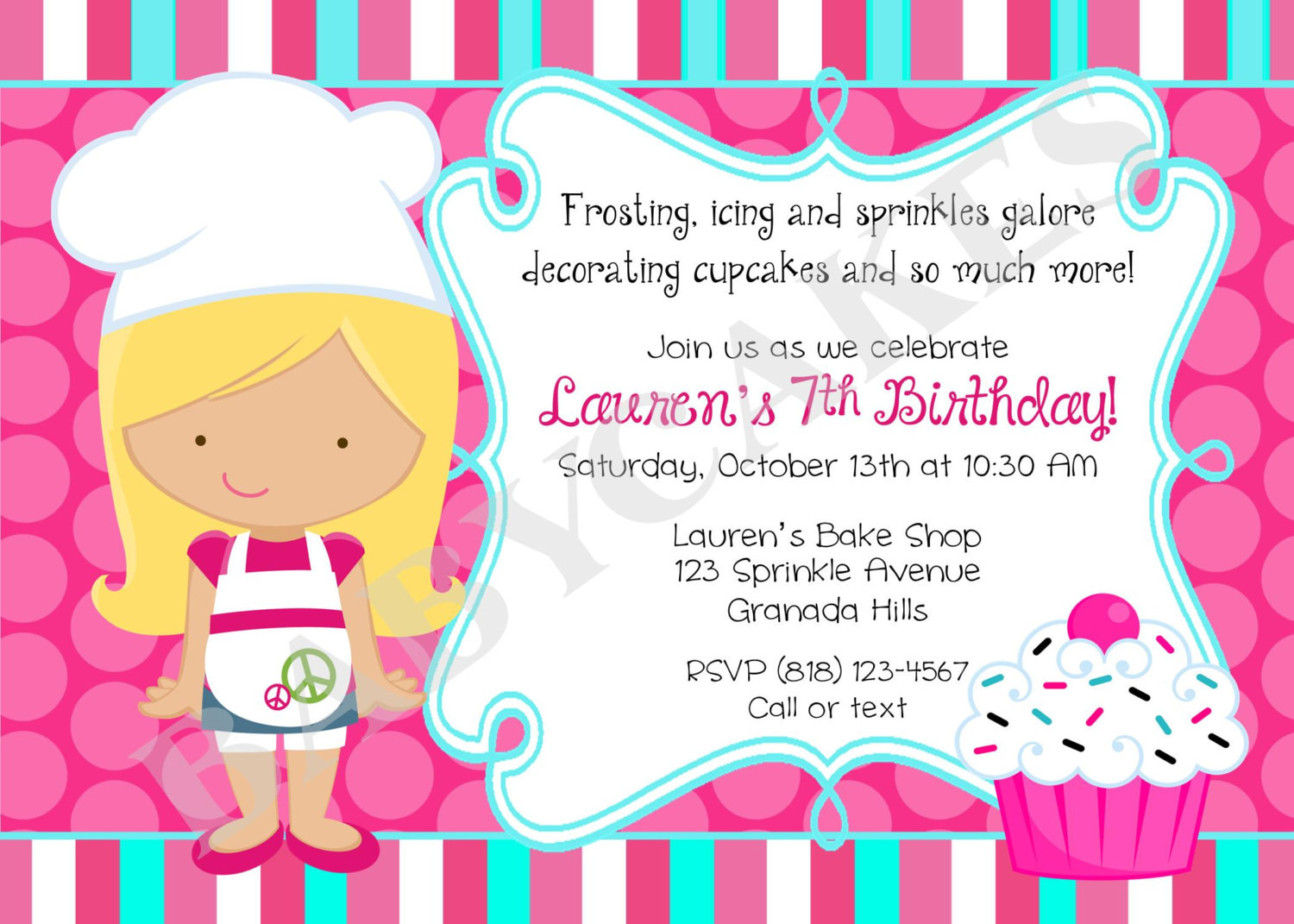 Cupcake Birthday Invitations
 Cupcake Decorating birthday Party Invitation by