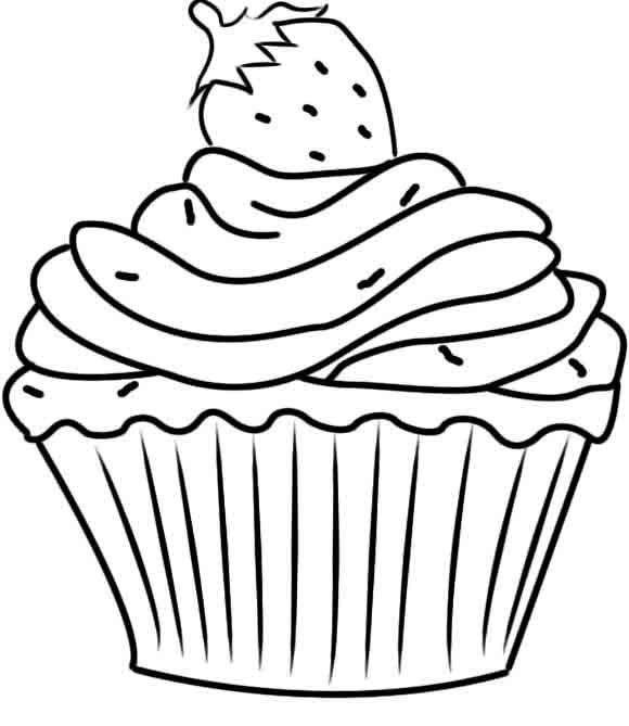 Cupcake Printable Coloring Pages
 iColor "Cupcakes" Cupcake with Sprinkles & Strawberry on
