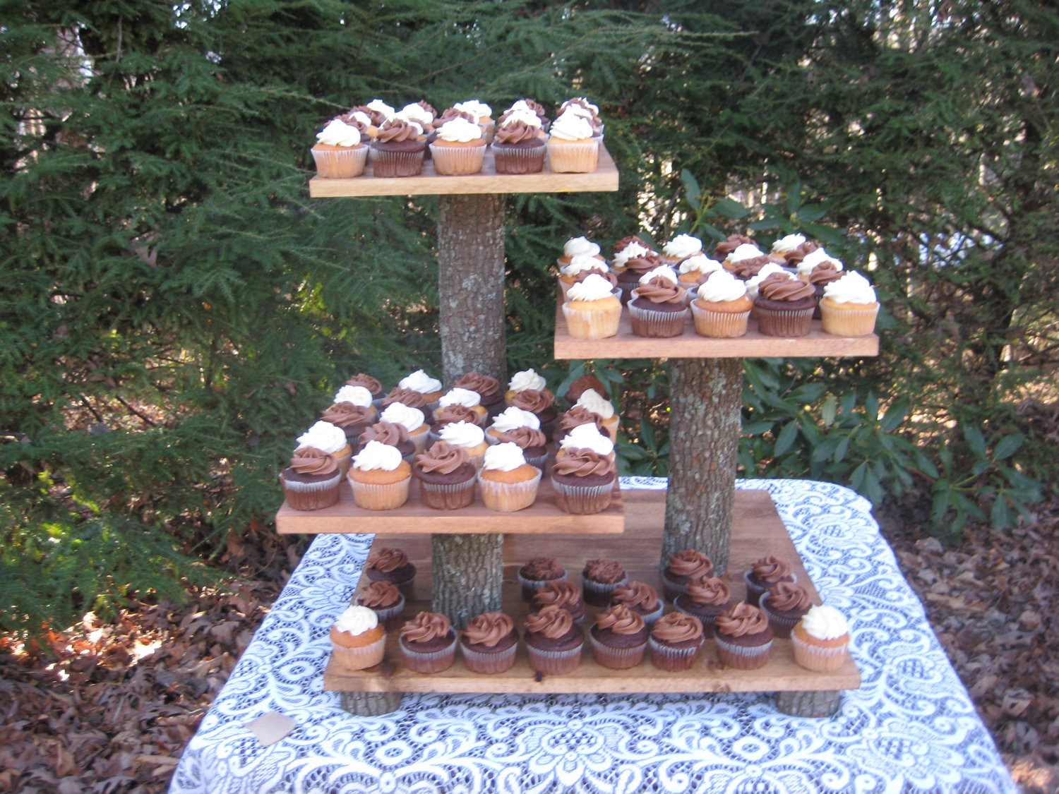 Cupcake Wedding Cake Stand
 Rustic Wedding Cake Stand Cupcake Dessert by YourDivineAffair
