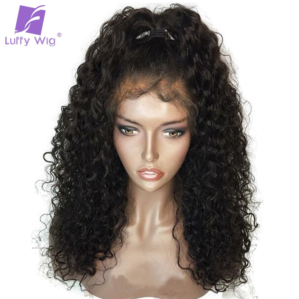 Curly Lace Front Wigs With Baby Hair
 LUFFY Brazilian Curly Glueless Pre Plucked Full Lace Human