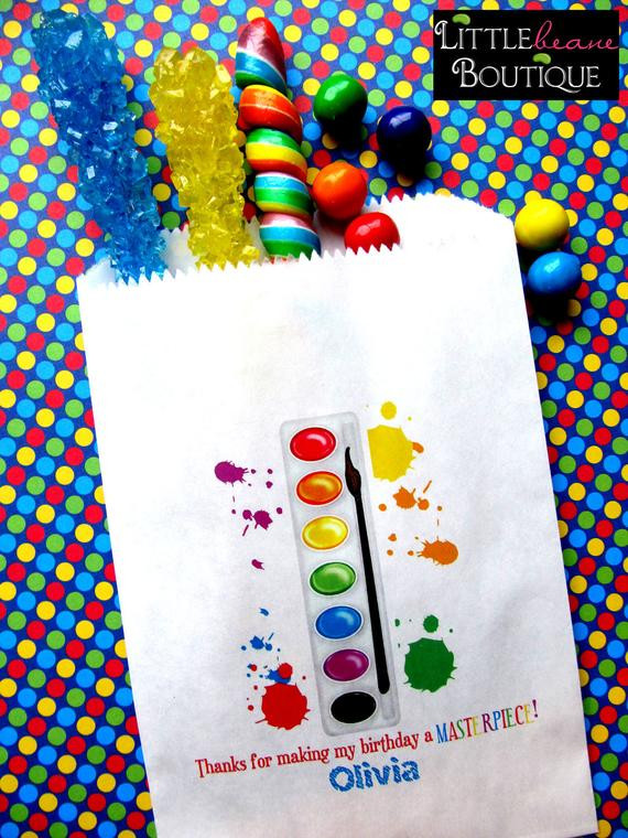 Custom Birthday Decorations
 Art Birthday Party Painting Party Personalized Candy Bags