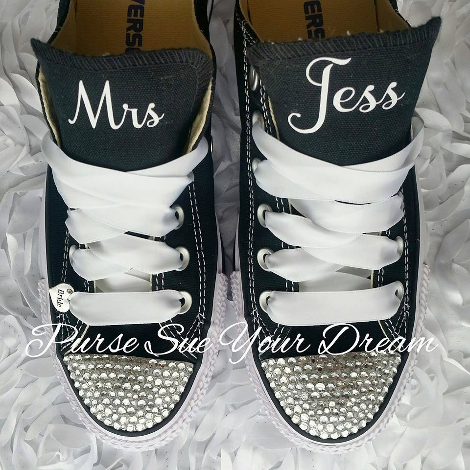 Custom Converse Wedding Shoes
 Custom Bridal Converse Wedding Shoes Swarovski Crystal