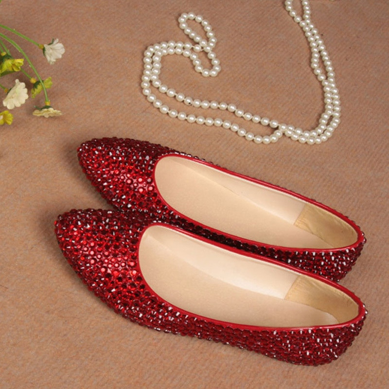 Custom Made Wedding Shoes
 Elegant Red Flats Perfect Custom Made Wedding Evening
