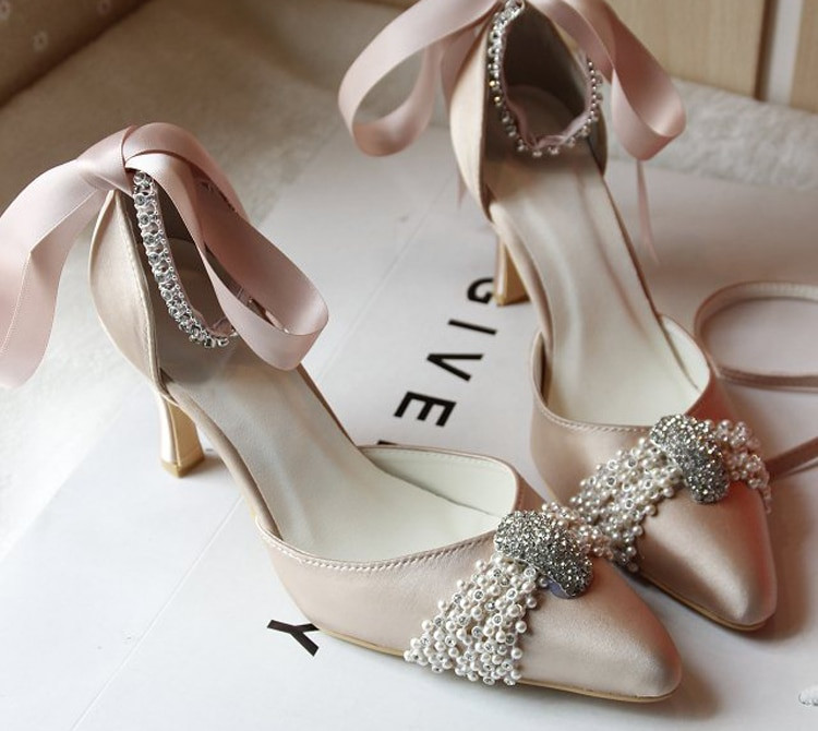 Custom Made Wedding Shoes
 Custom Made Champagne Middle Heel Pointed Toe Women