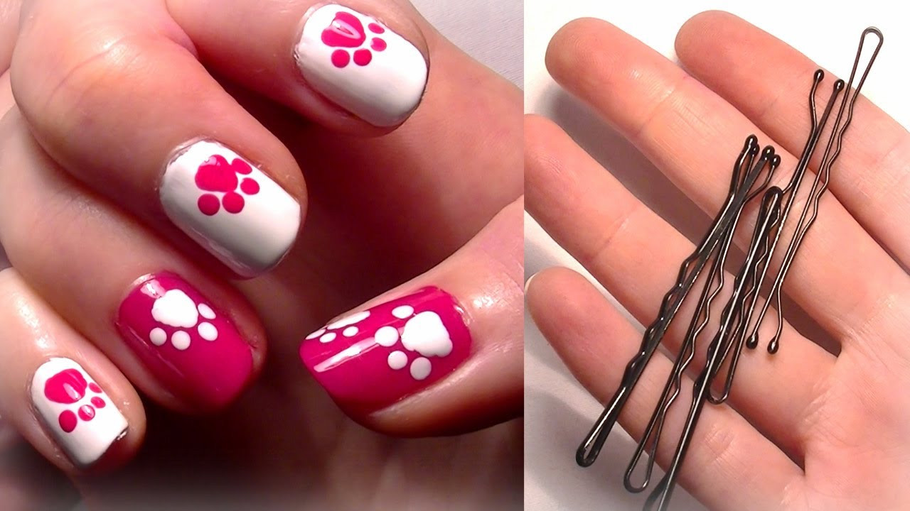 Cute But Easy Nail Designs
 HELLO KITTY Inspired Nails Using A Bobby Pin Easy