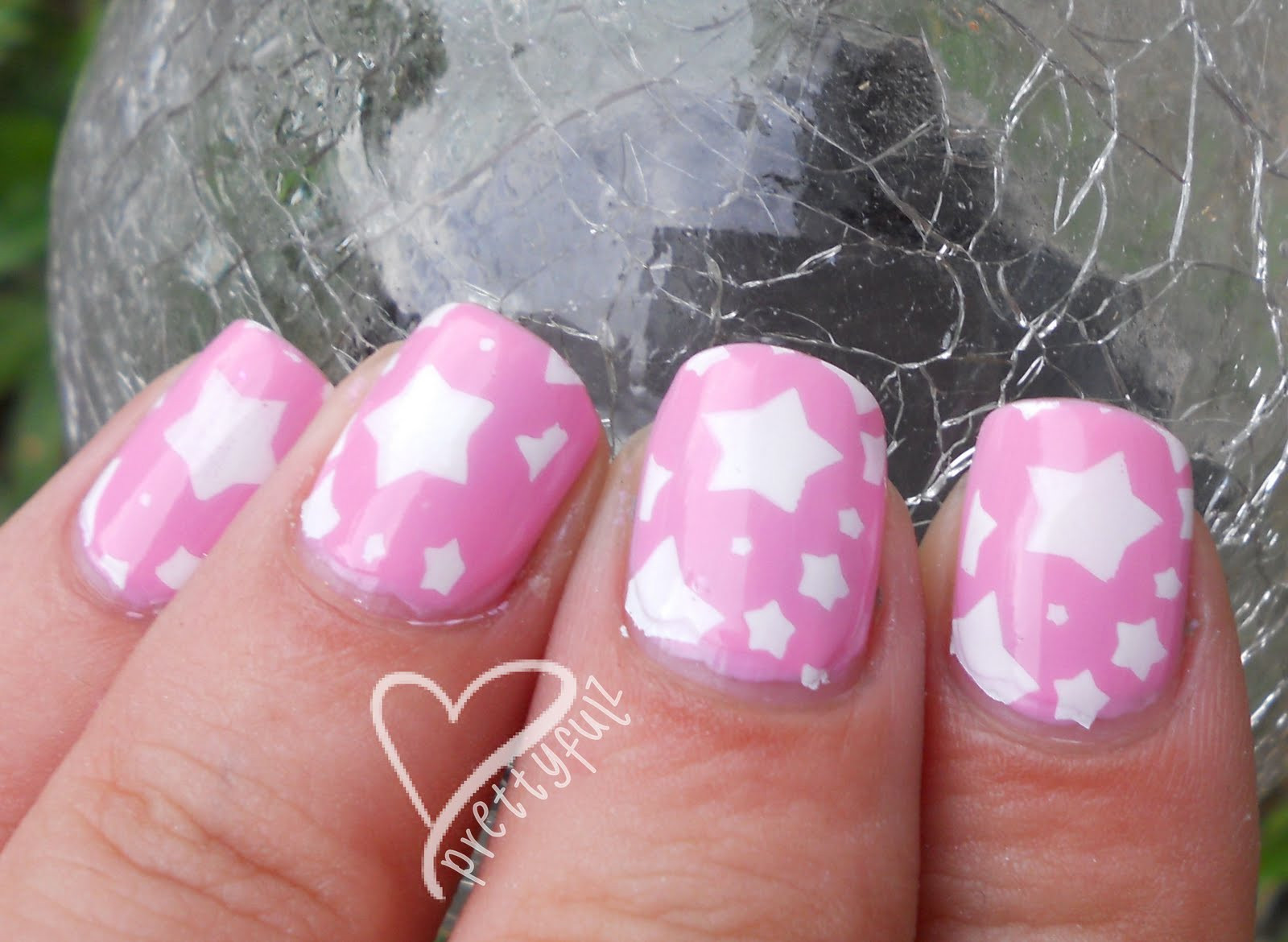 Cute Pink Nail Designs
 Prettyfulz Super Cute Pink & White Star Nail Art Design