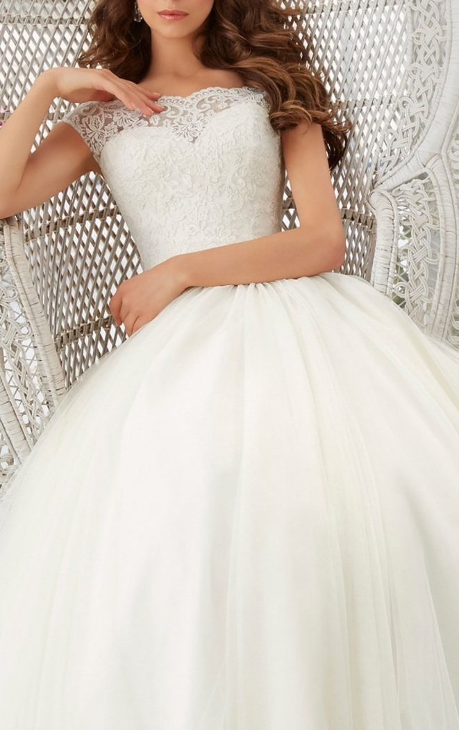 Cute Wedding Dresses
 Simple Long A Line Cap Sleeve Train Lace Wedding Dress