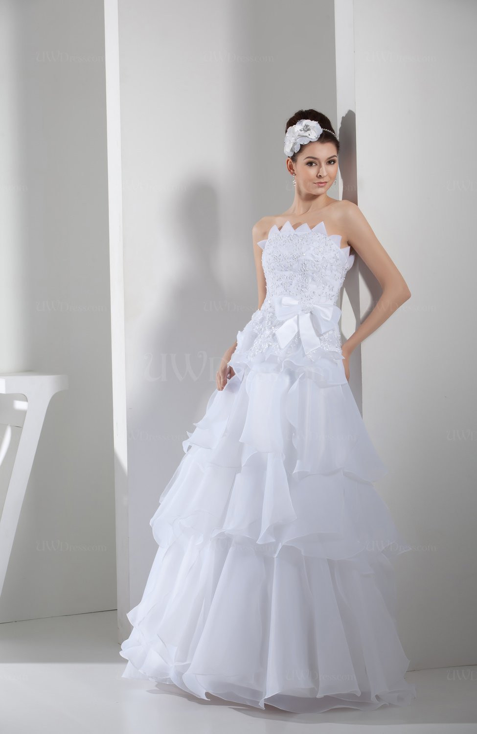 Cute Wedding Dresses
 White Cute Garden A line Sleeveless Backless Organza