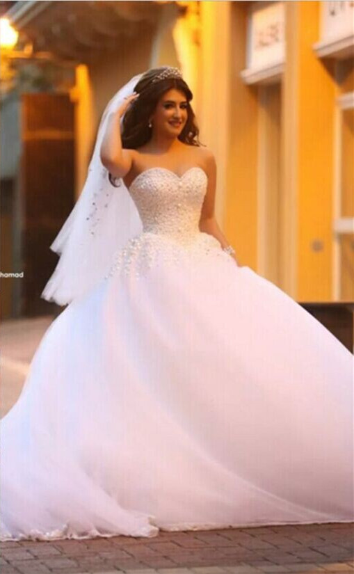 Cute Wedding Dresses
 Pure White Sweetheart Princess Ball Gown Wedding Dress
