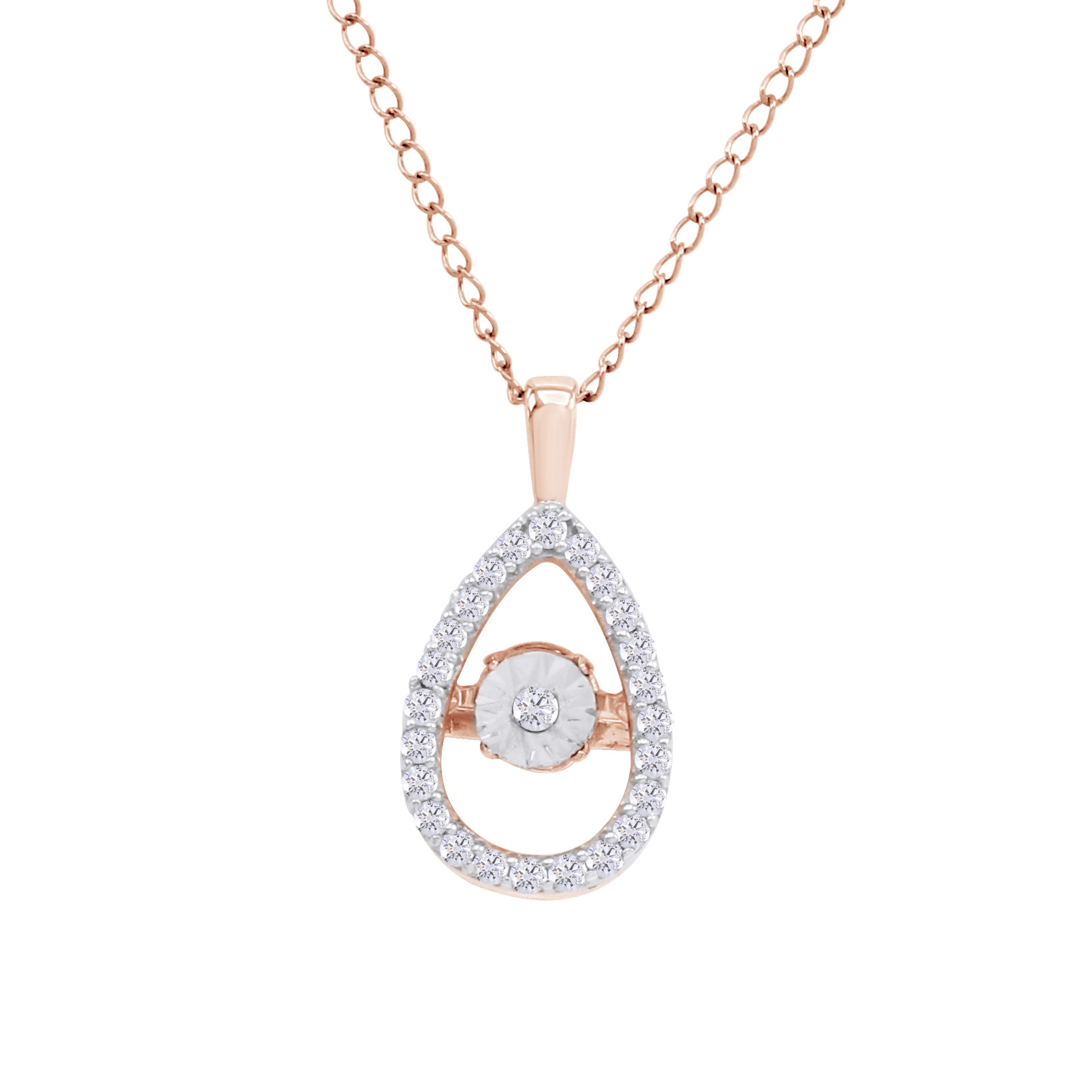 Dancing Diamond Necklace
 1 4 ct Natural Dancing Diamond Drop Pendant in 10K Solid