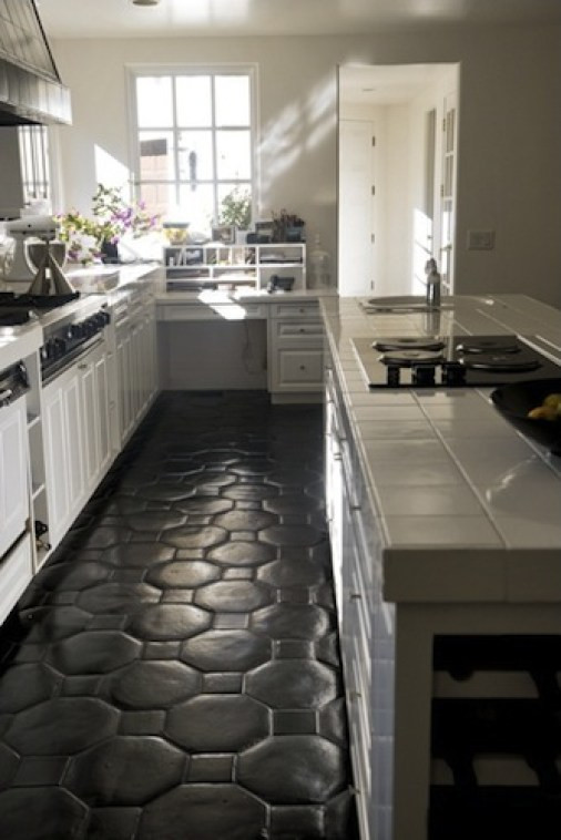 Dark Tile Kitchen Floor
 BEFORE AND AFTER STAINING SALTILLO TILE design indulgence