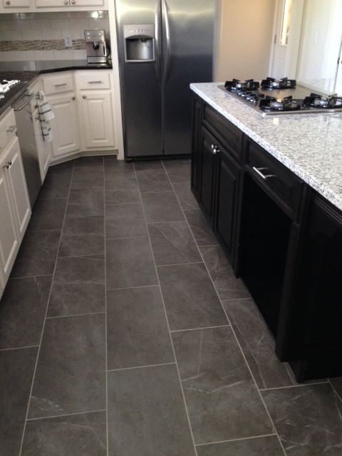 Dark Tile Kitchen Floor
 Slate look kitchen tile floor