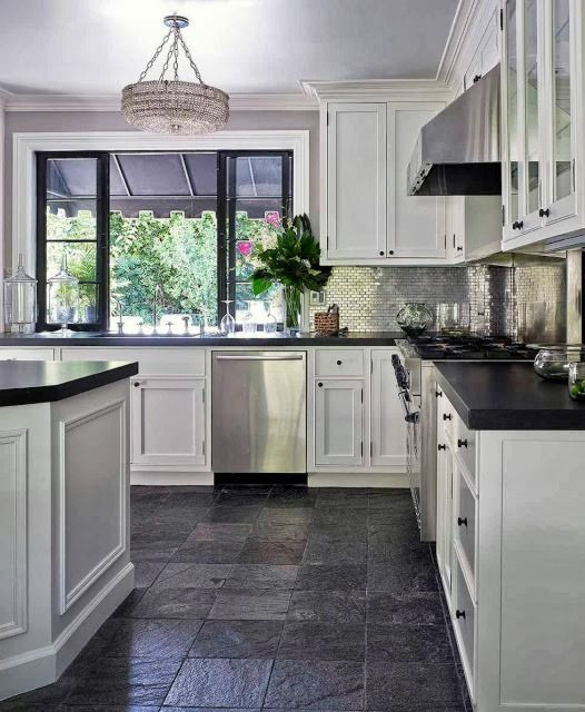 Dark Tile Kitchen Floor
 Slate kitchen flooring may be your answer to durability