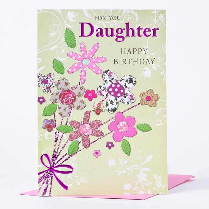 Daughter Birthday Card
 Birthday Card Daughter Patterned Flowers