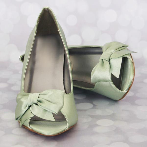 Design Your Own Wedding Shoes
 Clover Green Wedding Shoes Wedges Bow Toe Design Your Own
