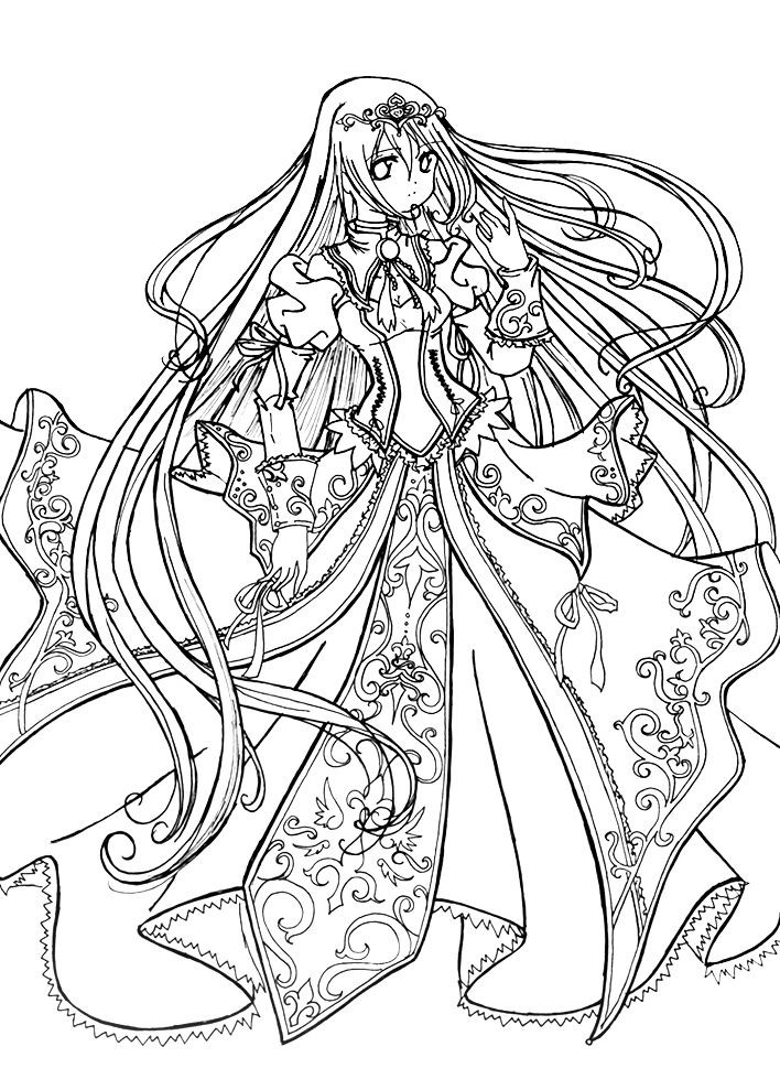 Detailed Coloring Pages For Girls
 Princess coloring pages Love the anime this would be