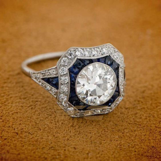Diamond Art Rings
 4 15ct White Round Diamond Vintage Art Deco Bezel Set