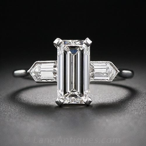 Diamond Art Rings
 2 05 Carat G VS2 Emerald Cut Diamond Art Deco Engagement