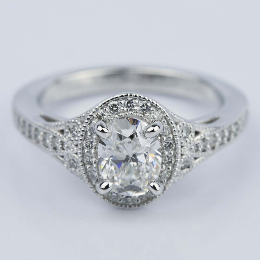 Diamond Art Rings
 1 Carat Oval Diamond Art Deco Engagement Ring