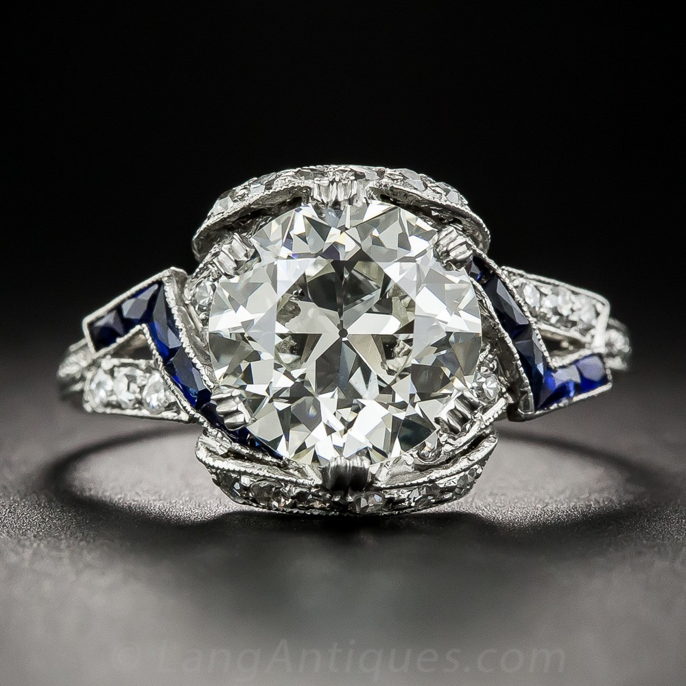 Diamond Art Rings
 2 82 Carat Diamond and Sapphire Art Deco Engagement Ring