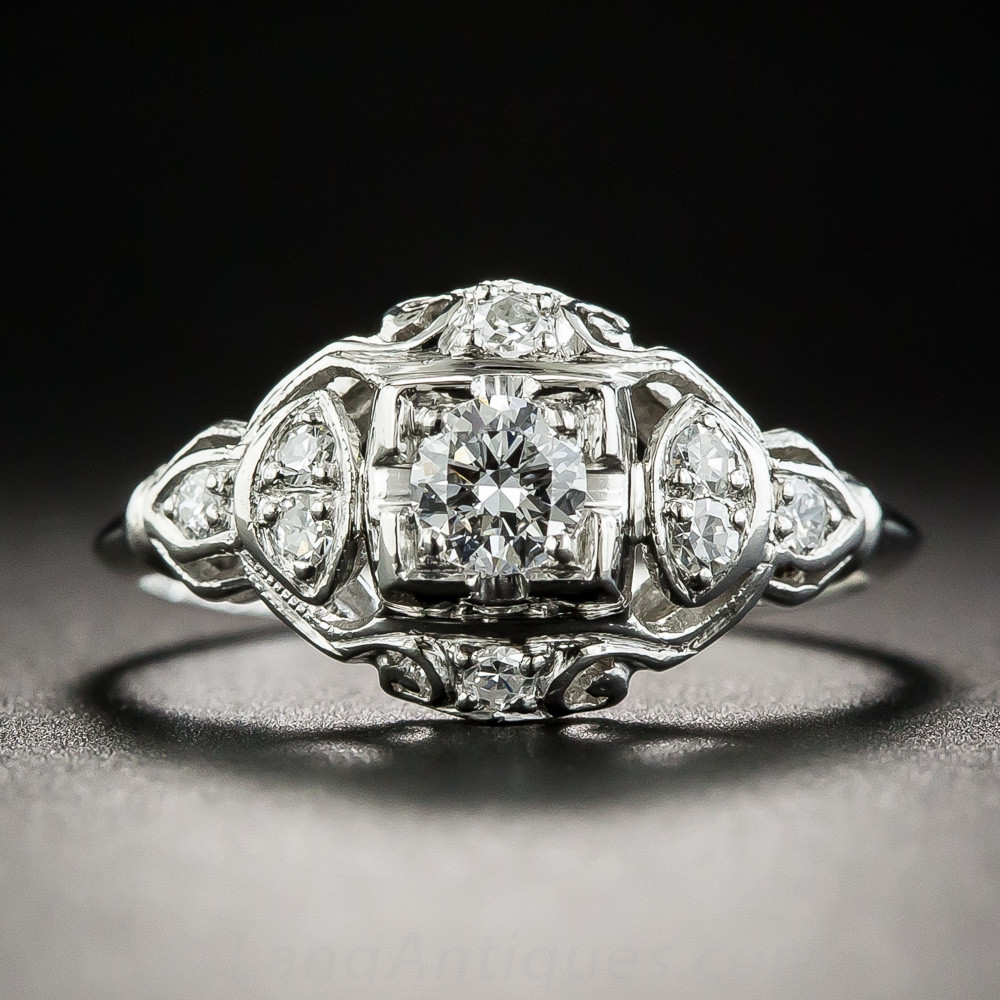 Diamond Art Rings
 Platinum Art Deco Diamond Engagement Ring