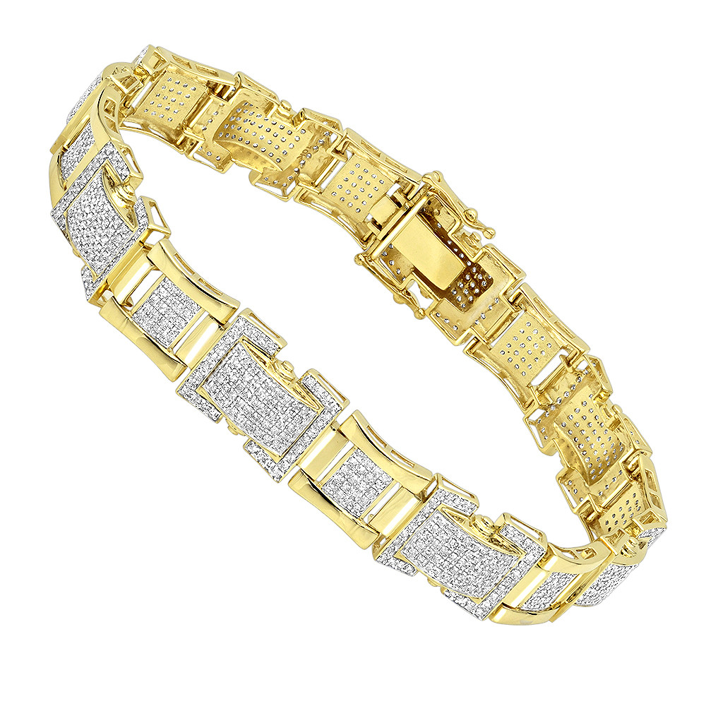Diamond Bracelet Mens
 Solid 10K Gold Diamond Bracelet for Men 3 1ct by Luxurman