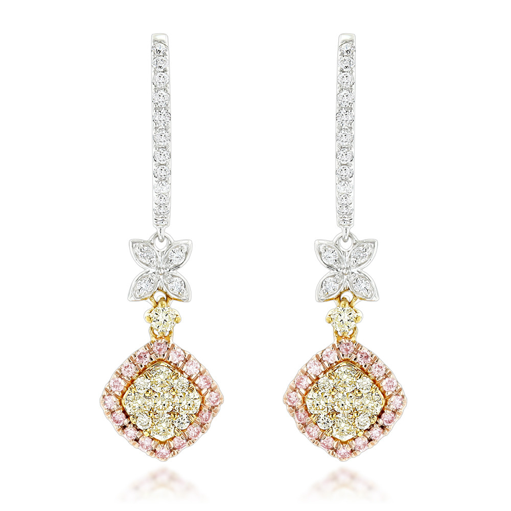 Diamond Earrings For Women
 Luxurman White Yellow Pink Diamond Drop Earrings for Women