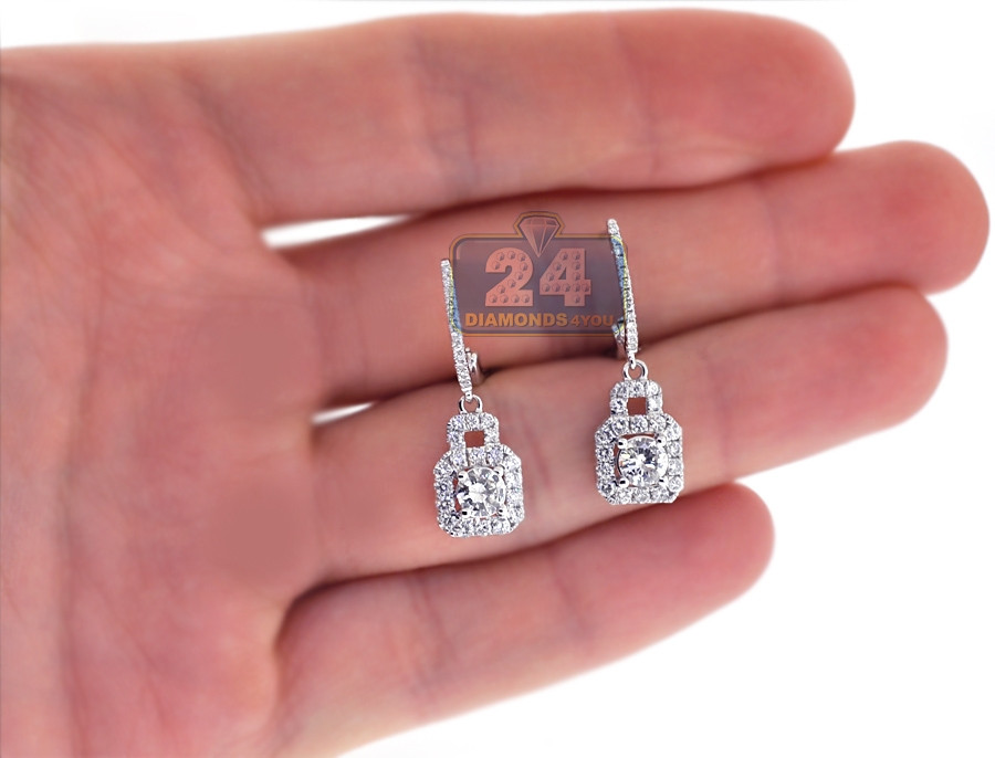 Diamond Earrings For Women
 Womens Diamond Drop Earrings 18K White Gold 1 65 ct