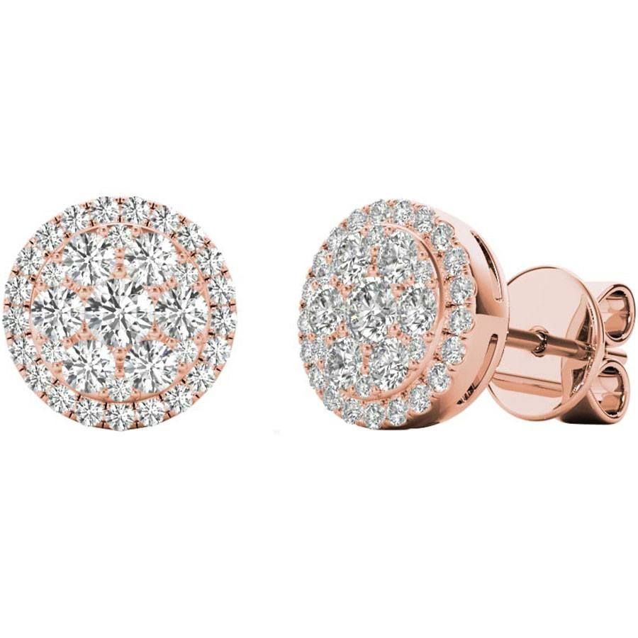 Diamond Earrings For Women
 Polished 18k Rose Gold Diamond Pave Halo Women s Earrings