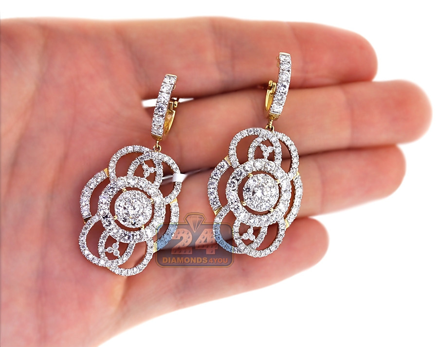Diamond Earrings For Women
 Womens Diamond Dangle Earrings 14K Yellow Gold 7 17 ct 2