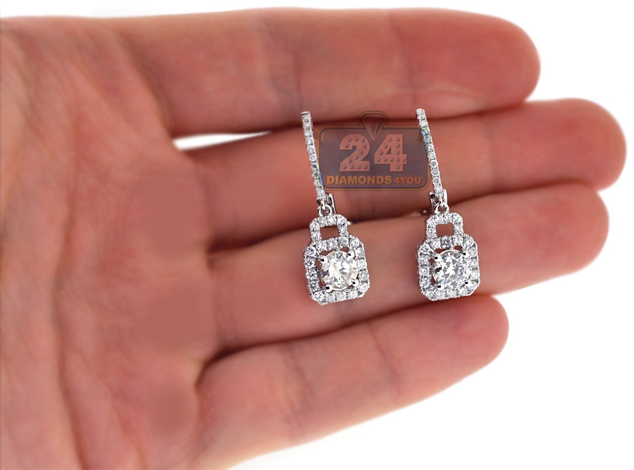 Diamond Earrings For Women
 Womens VS2 F Diamond Drop Earrings 18K White Gold 2 56 Carat