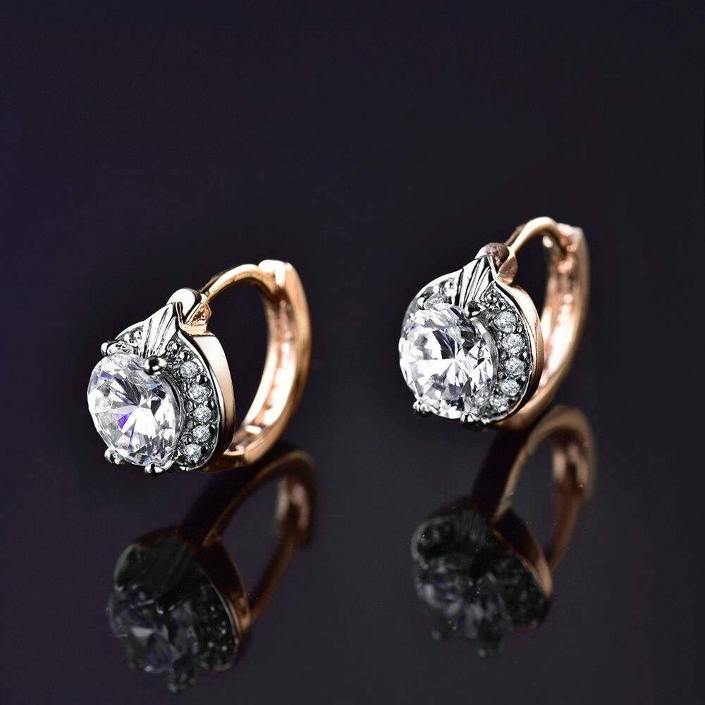 Diamond Earrings For Women
 Splendid Jewelry White Sapphire Crystal Womens 18K Gold