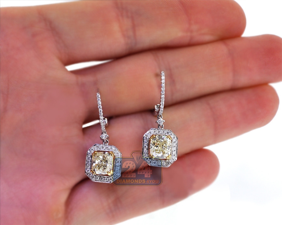 Diamond Earrings For Women
 Womens Fancy Yellow Diamond Drop Earrings 18K Gold 4 67 Carat