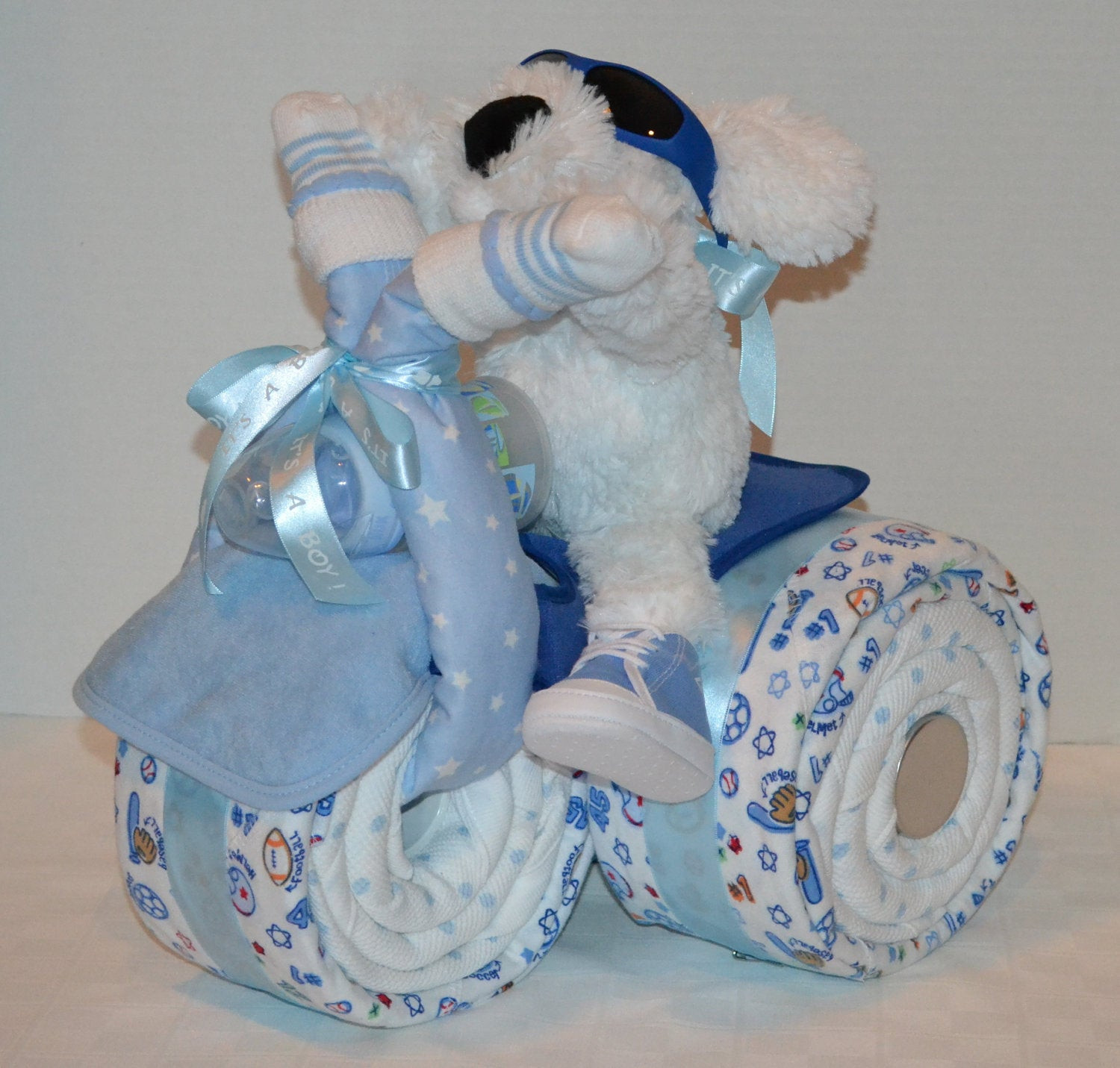 Diaper Baby Shower Gift Ideas
 Tricycle Trike Diaper Cake Baby Shower Gift Sports theme