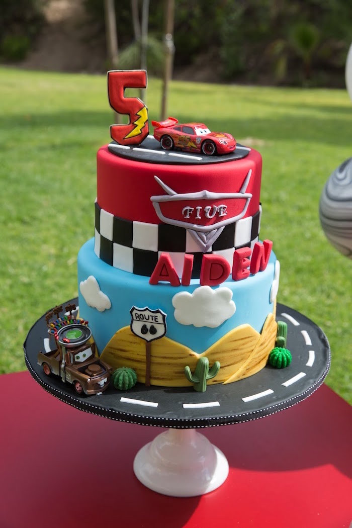 Disney Cars Birthday Party
 Kara s Party Ideas Lightning McQueen Ka Chow Birthday
