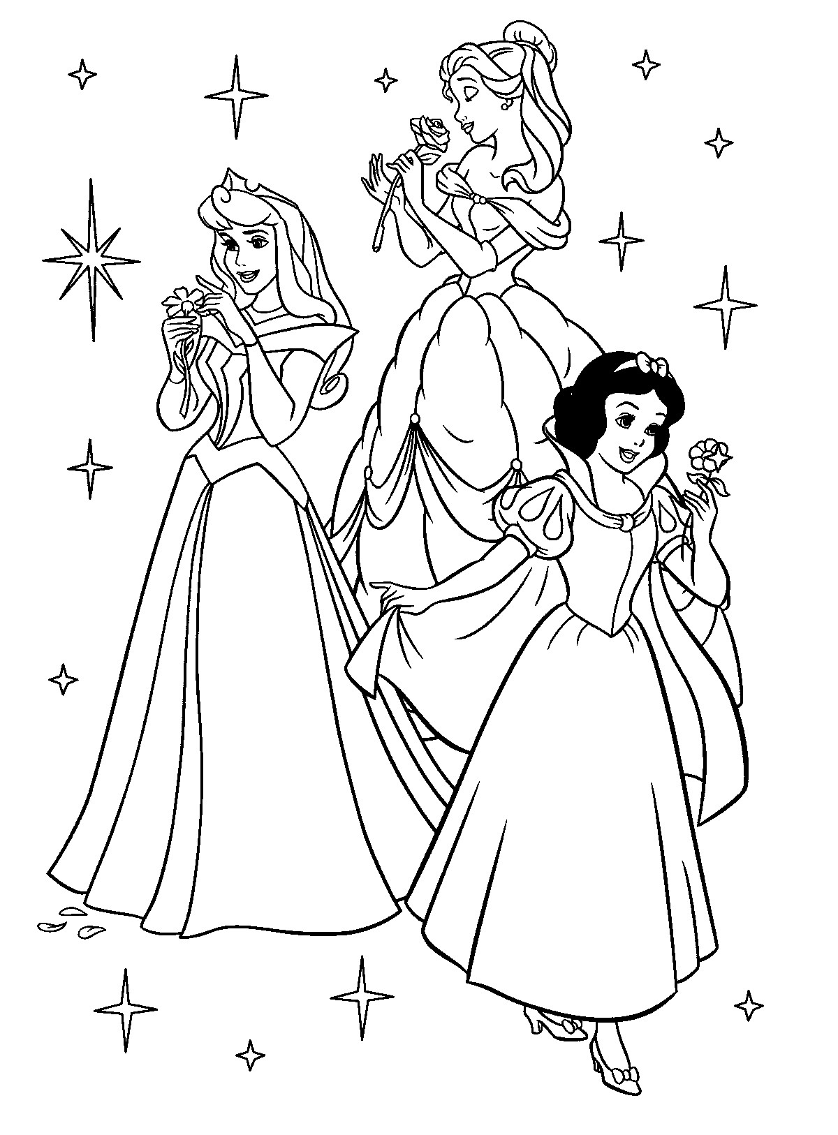 Disney Princess Coloring Pages For Kids
 ディズニー プリンセス 塗り絵 無料～オーロラ・ベル・白雪 子供向けの塗り絵（ぬりえ） テンプレート集