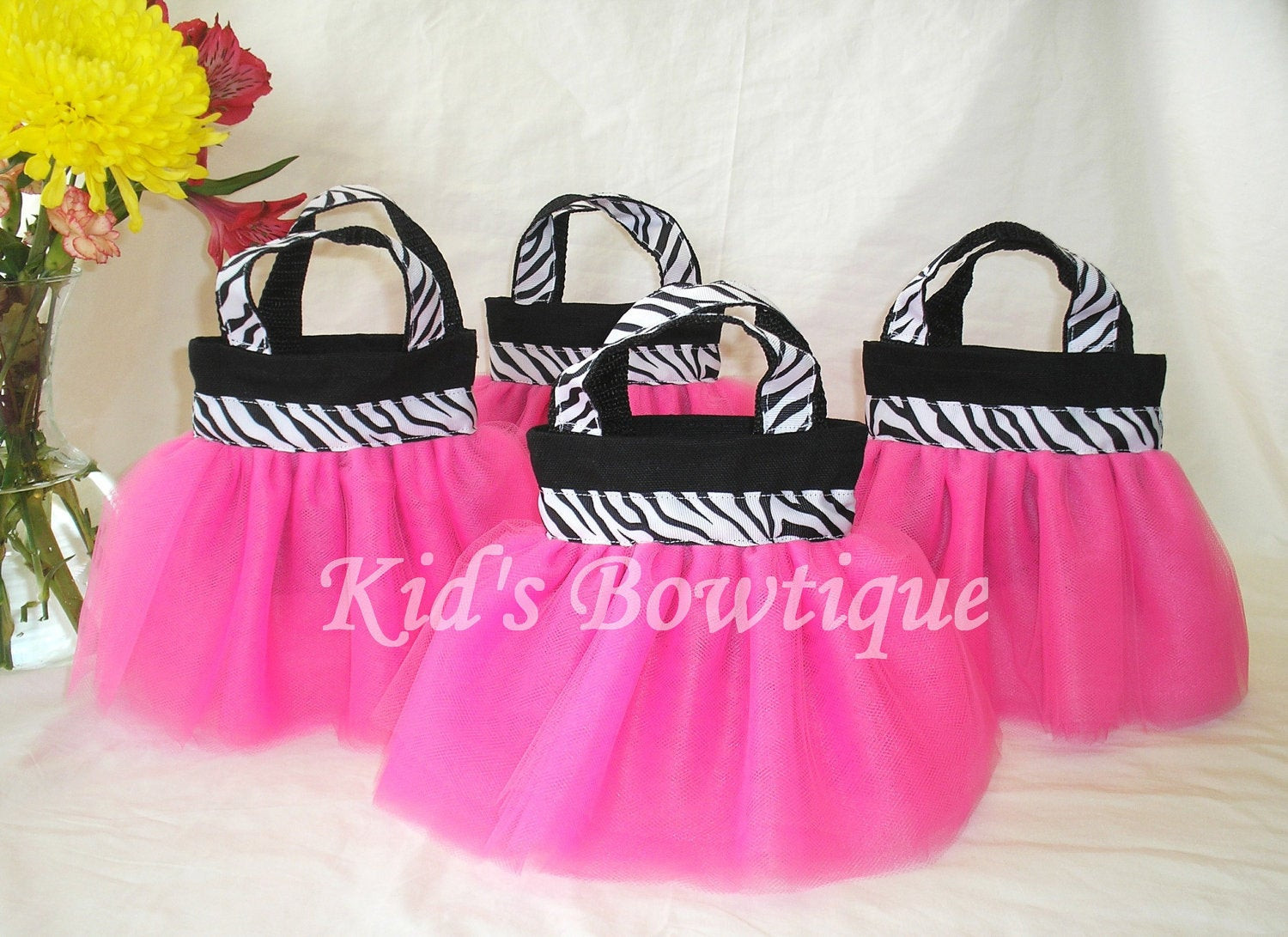 Diva Birthday Party Decorations
 Set of 5 Pink Diva Zebra Party Favor Tutu Bags by kidsbowtique