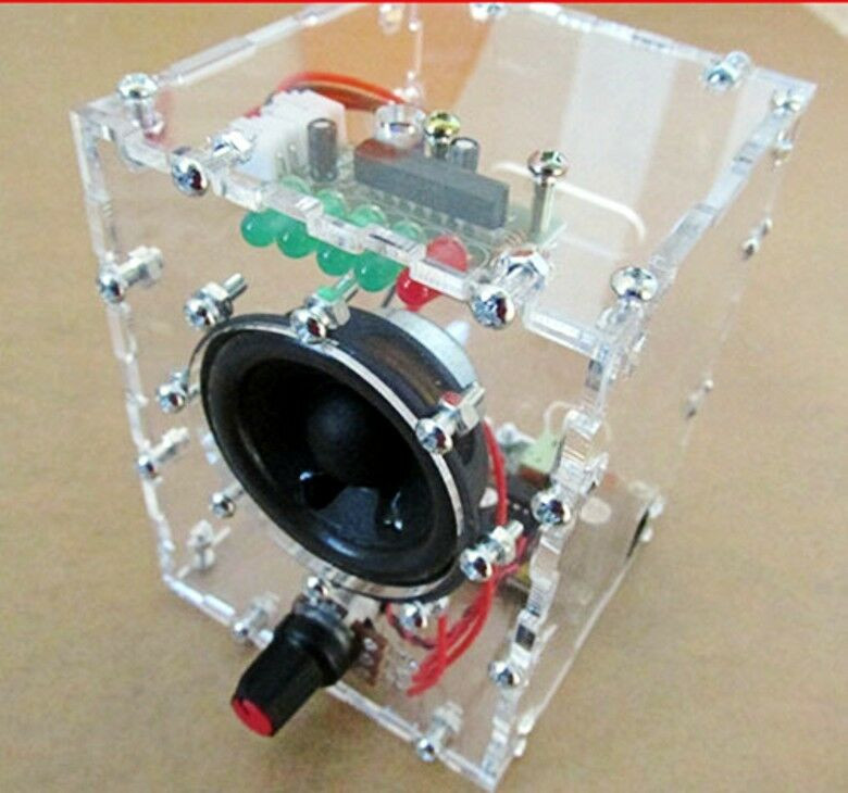DIY Amplifier Kit
 New Transparent Speaker Box LM386 Amplifier Kit With Case